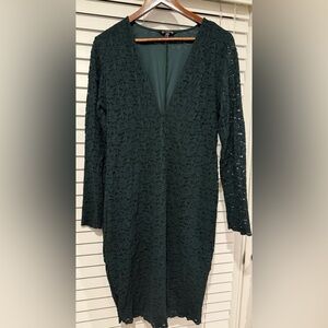 Express Dark Green Lace Dress